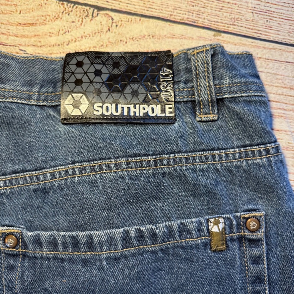 Southpole Y2K Baggy Jeans Blue Denim Mens 41x31 Streetwear Barrel Jeans Wide Leg - Picture 9 of 10